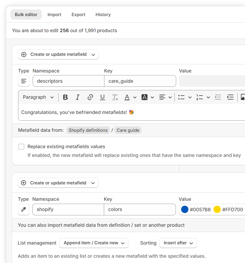Bulk editor